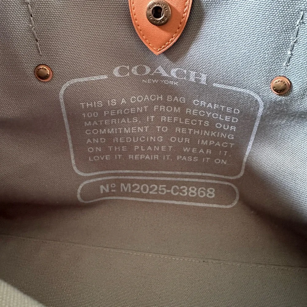 Coach Recycling Makes Me Feel Good Tote 30 Bag New Color: Brass/Iceberg Green